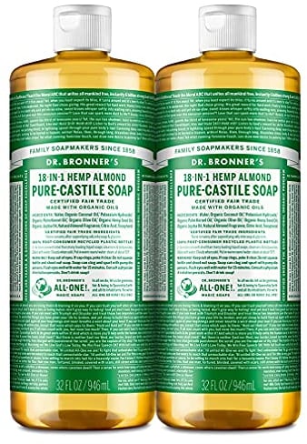 Dr Bronner's Organic Almond Castile Liquid Soap, 946 ml - Pack of 2