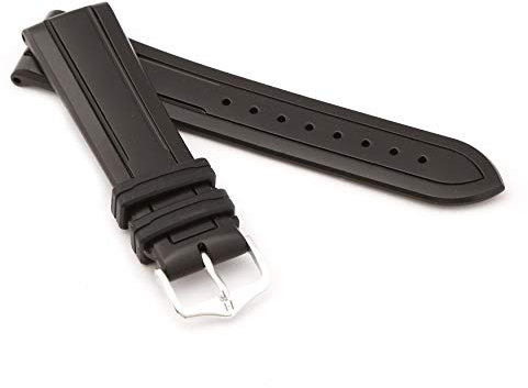 HIRSCH Herren Caoutchouc Uhrenarmband Modell Hevea Größe Uhr 20 mm/Schließe 18 mm, Farbe Schwarz