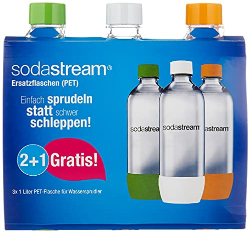 SodaStream 1041340490 Lot de 3 bouteilles en plastique PET vert,blanc,orange