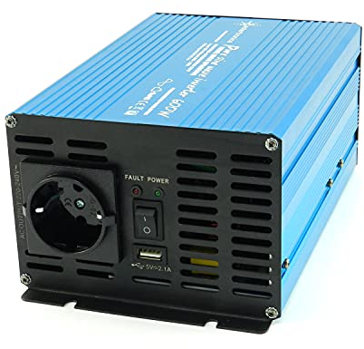 SOLARTRONICS TS600 Spannungswandler 12V auf 230V, Wechselrichter 600-1200 Watt Spitzenleistung, Reiner Sinus Inverter mit Schuko-& USB Anschluss