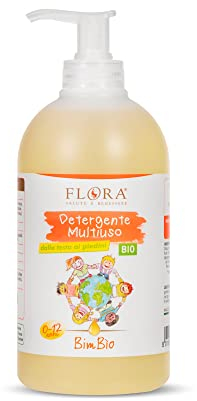 FLORA Detergente Multiuso BimBìo BDIH-CODEX-DEMETER-COSMOS-BIO 500 ml Igiene quotidiana per mani sederino corpo e capelli