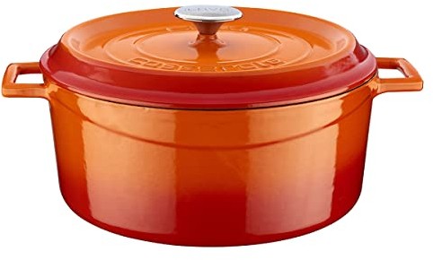 Lava Signature Enameled Cast-Iron Round Dutch Oven - 7 Quart, Orange Spice