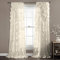 Lush Decor Riley Fenstervorhang, halbtransparent, gerüscht, strukturierte Schleife, Fensterpaneel für Wohnzimmer, Esszimmer, Schlafzimmer (Einzelbett), 137 cm B x 213 cm L, Elfenbein
