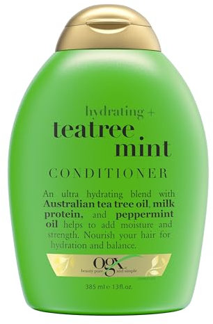 OGX Hydrating TeaTree Mint Conditioner, 13 Ounce Bottle, Hydrating and Nourishing Conditioner Infused with Australian Tea Tree Oils, Sulfate-Free Surfactants