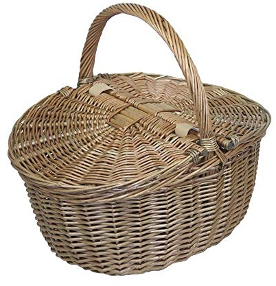 Red Hamper Antique Grey Oval Picnic Basket