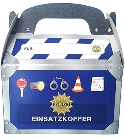 6 Geschenk-Boxen * Polizei * mit Tragegriff für Kindergeburtstag oder Motto-Party // Kinder Geburtstag Geschenktüten Mitgebsel Mitgebseltüten Tüten Geburtstagstüten Geburtstag