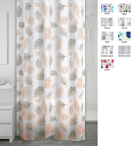 RIDDER 303205-00 Duschvorhang Folie ca. 180x200 cm, Fallin grün-braun