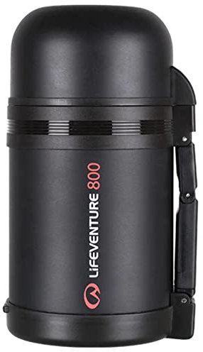 Lifeventure Double Walled Thermally Induced Widemouth Vacuum Flask For Food Or Drink - Hot For Up To 8 Hours, Cold For 12 Hours - 1 Litre,Dark Grey