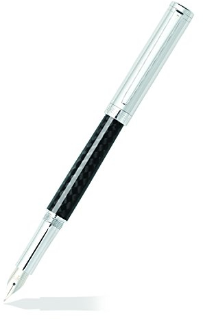 Sheaffer Intensity Carbon Fibre Barrel Chrome Cap/Plate Trim Fountain Pen with Medium Nib