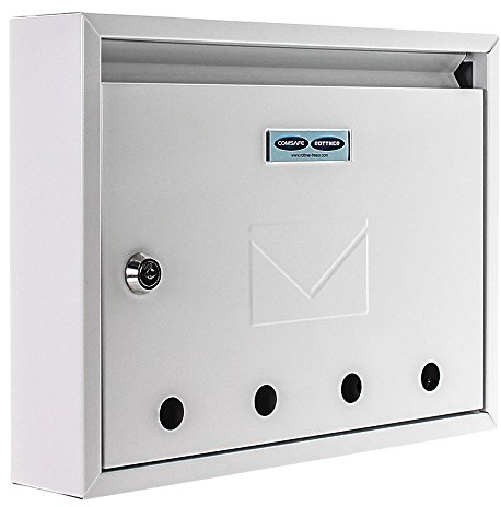 Rottner 4748 Imola Boîte aux lettres à ouverture frontale avec plaque d'identification Blanc
