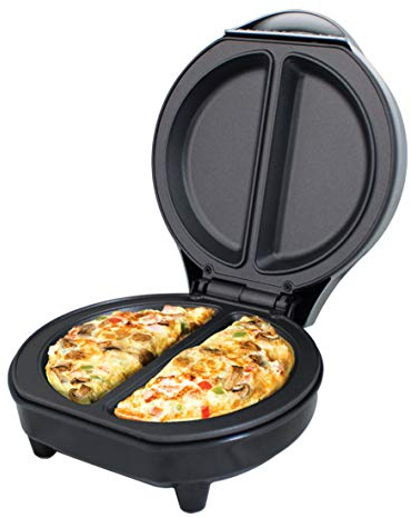 Dual Omelette Maker Electric - Easy Clean Non-Stick Cooking Plate - Makes Healthy Omelettes, Scrambled & Fried Eggs - Featuring Ready Indicator Light & Cool Touch Handle