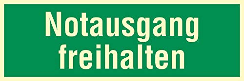 Notausgang freihalten Rettungswegschild Schild Nachleuchtend ASR A1.3-300x100mm