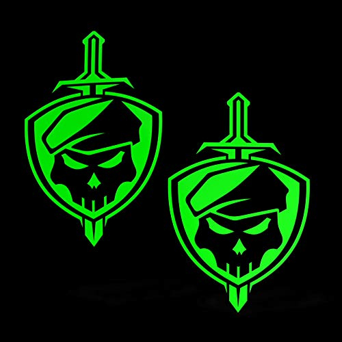 Erreinge X2 Aufkleber prespaced Fluogrün 15cm - Skull Military Army Military - Vinyl-Aufkleber Aufkleber Aufkleber Mural Laptop Auto Moto Helm Camper