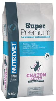 NUTRIVET - Super Premium - Kätzchen - Weizenfreies kroketten - Kätzchen - Reich an tierischem Eiweiß - 8 kg