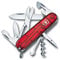 Victorinox Climber Swiss Army Pocket Knife, Medium, Multi Tool, 14 Functions, Blade, Bottle Opener, Red Transparent