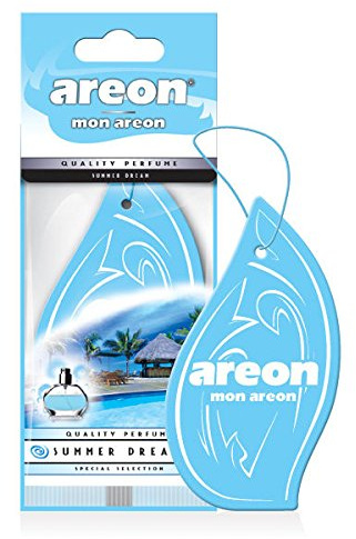 AREON Mon Auto Lufterfrischer Sommertraum Duft Anhänger Hängend Aufhängen Spiegel Blau Autoduft Pappe 2D Wohnung (Summer Dream Pack x 1)