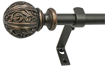 Decopolitan 5/8 Leaf Ball Gardinenstangen-Set, Vintage Bronze, 26 to 48 Inches
