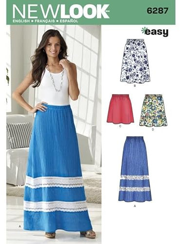 New Look Damen Schnittmuster 6287 Elastische Taille Röcke