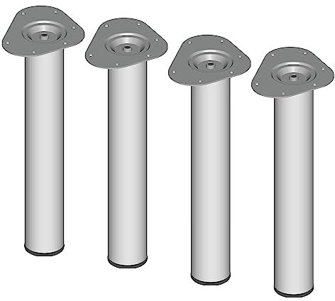 DIY Element System Möbelfuß rund – Stahlrohrfuß, ideal als Tischbein für die Gestaltung individueller Möbelstücke – Ø 60 mm, Länge 400 mm, Weißalu