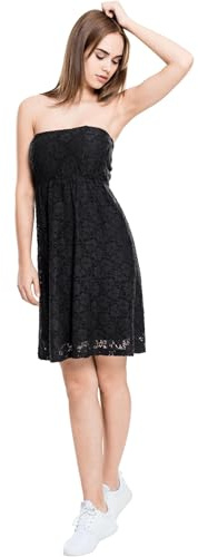 Urban Classics Damen Damesjurk met veters Kleid, Schwarz (Black 7), XS EU