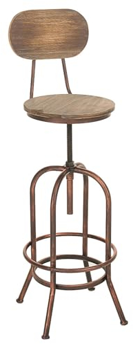 CLP Barhocker Pino I Höhenverstellbarer Barstuhl mit Holzsitz und Rückenlehne I Thekenhocker höhenverstellbar und drehbar, Farbe:Bronze