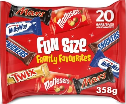 Mixed Fun Size Chocolate Bar Multipack Variety Assortment 358g 20 Pieces | Mixed Chocolate Bars with Sweets Assortment, Favourite Halloween Sweets, Varied Multipack Chocolate Treats & Party Fillers