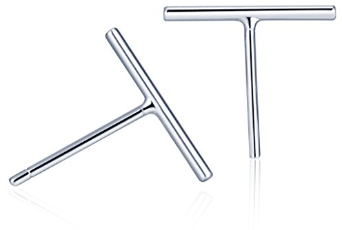 Unendlich U Boucle d'oreille Une baguette La bande horizontale Le style simple en S925 argent fin clou d'oreille de blanc d'argent particulier Pour femme fille