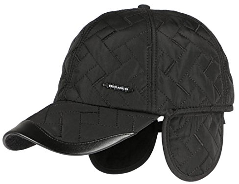KUYOU Herren Wintermütze Cap mit Ohrenschutz und Fleece-Innenfutter (Schwarz)
