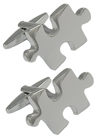 COLLAR AND CUFFS LONDON Manschettenknöpfe Herren Silber Farbe - Mit Box - Puzzleteile - Jigsaw Puzzle - Langlebiges Messing - Hobby - Rätsel - Spiel - EIN Paar