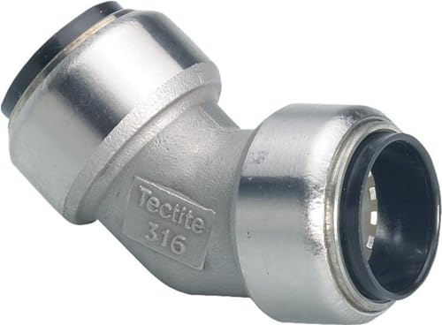 Edelstahl Steckfitting Tectite Bogen 45° 18 mm Innen/Innen lösbar, TS041