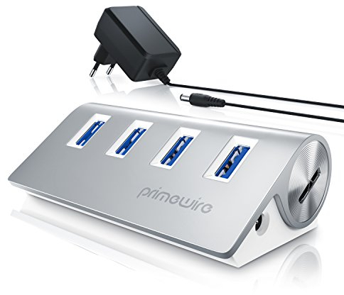 CSL - aktiver USB Hub mit Netzteil - USB 3.2 gen1 4 Port Verteiler - kompatibel mit PC Notebook iMac Mac Pro MacBook Air, Pro, Mini Tablet PS4 - Powered USB - inkl. Netzteil