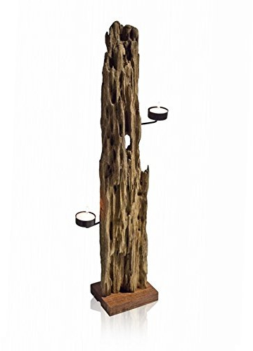 Teelichthalter Tee Licht Lampen halter Bahnschwelle Treibholz Vintage maritime Unikat Kerzen Teakholz antik | ca. 50 cm aus Indonesien