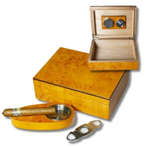 Lifestyle-Ambiente Wurzelholzdecor Humidor-Set Cigarrito V-200 inkl Tastingbogen