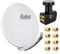 Digital Sat-Anlage Fuba DAA 850 G Satellitenschüssel Grau 85x85cm + PremiumX Quad LNB für 4 Teilnehmer + 8 F-Stecker - Komplett Set HDTV Full HD 4K tauglich + 8X F-Stecker