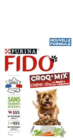 FIDO Croq Mix - Croquettes Chien Bœuf Légumes Petite Taille - 6 x 3 kg | Croquettes Chien Saveur Bœuf et Légumes - Adaptées pour une Condition physique optimale - Alimentation Chien