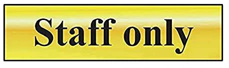 Scan SCA6013 Self adhesive brass effect sign - Staff only - 200 x 50mm