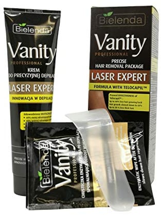 VANITY Professional, LASER EXPERT, Haarentfernungscreme und Tücher für Bikinizone, Express-Effekt, Bielenda