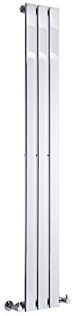 Milano Alpha Chrome Vertical Single Flat Panel Radiator - 1600mm x 225mm