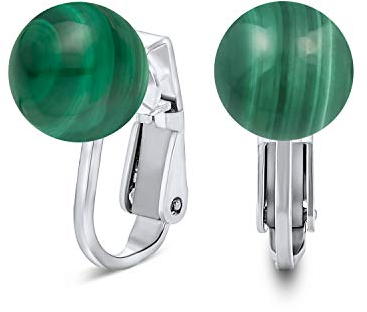 Gemme Malachite Verte Boucle D'Oreille Pour Femmes Argent Sterling 925