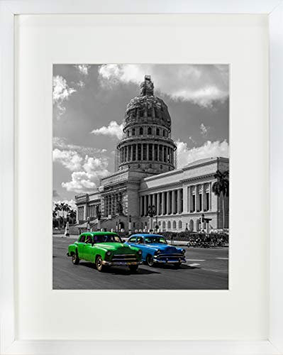 BD ART Bilderrahmen 28x35 Weiß mit Passepartout 20x25 cm | Eleganter Fotorahmen als Wandrahmen zum Aufhängen | Perfekt für Fotos, Poster und Urkunden