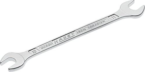 HAZET Doppel-Maulschlüssel 450N-10X11 verchromt, Schlüsselweite: 10 x 11 mm | Maulstellung: 15° | Schaft mit extra stabilem HAZET Doppel-T-Profil | Made in Germany