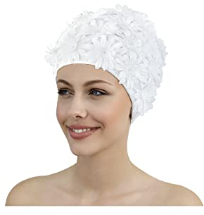Fashy, Cuffia da Bagno Blüten, 3454, Bianco (Weiß), Taglia Unica