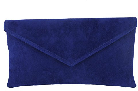 Loni Neat Umschlag Faux Wildleder Clutch Bag/Schultertasche In Royal blau
