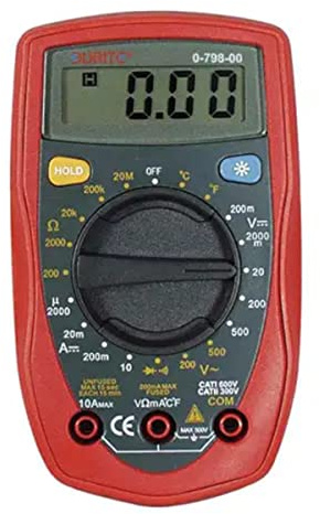Durite Tools Hand-Held Digital Multimeter With Large LCD Display 0-798-00