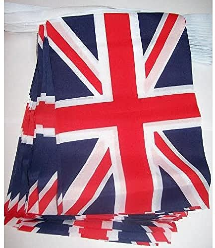 AZ FLAG - Guirlande Drapeau Royaume-Uni - 4 Mètres Avec 20 Petits Drapeaux Anglais - Uk - Grande Bretagne De 15x10 cm - Fanion 100% Polyester - 40g