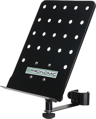 Pronomic NH-100 Notenhalter für Mikroständer (Notenhalter zum Anklemmen, Mikrofonständer-Notenablage, Konzepthalter) schwarz