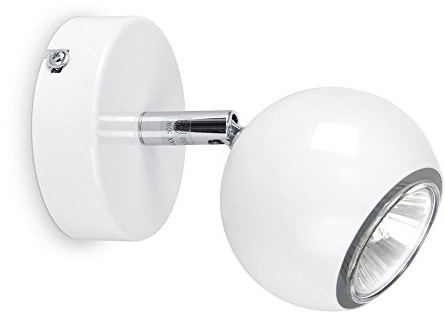 MiniSun | Modern Gloss White and Polished Chrome Single Eyeball Wall Spotlight | Wall Spotlights, Home Décor & Improvement Essential | Includes 5W LED Bulb [Warm White] | Mains Wired