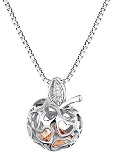 AMDXD Mode Schmuck Echte 925 Silber Apfel Design Herz Anhänger Halskette Kette 40CM