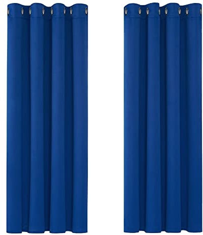 Deconovo Verdunkelungsvorhang Kälteschutz Gardinen Schlafzimmer Kälteschutzvorhang Blickdicht, 138x117cm(HöhexBreite), Königsblau, 2er Set