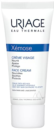 Uriage Xemose Crème Apaisante Visage Peau Sèche, Eczéma Atopique - 10% de Beurre de Karité - Hydratation 24H, Nourrit, Apaise, Protège - Non-collante, Non-grasse - Sans Parfum - Non Comédogène - 40ml